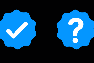 White checkmark in blue or white question mark