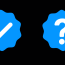 White checkmark in blue or white question mark