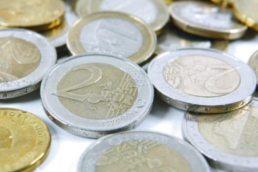 A display of euro coins