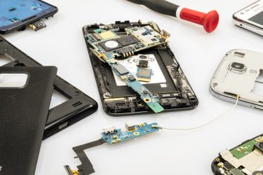 An image of a mobile phone under repair