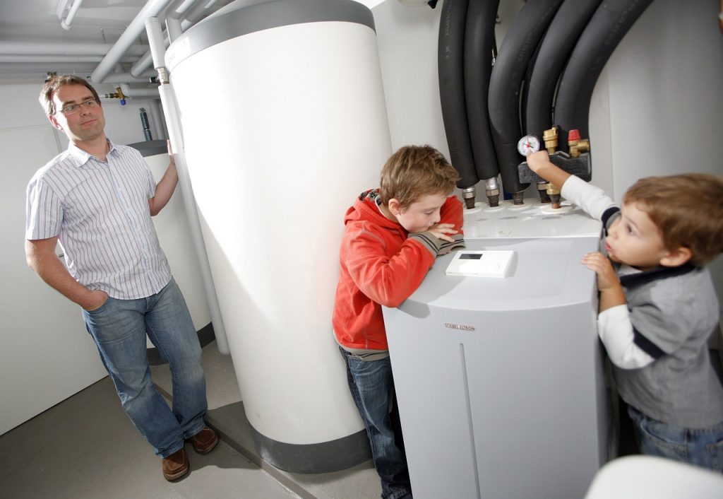 Family with a heat pump